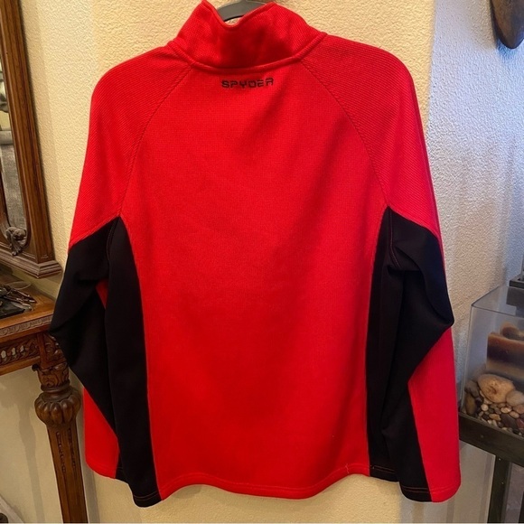 SPYDER Men Red 1/4 Zip Fleece Lined Sweater Size Large - Picture 4 of 9